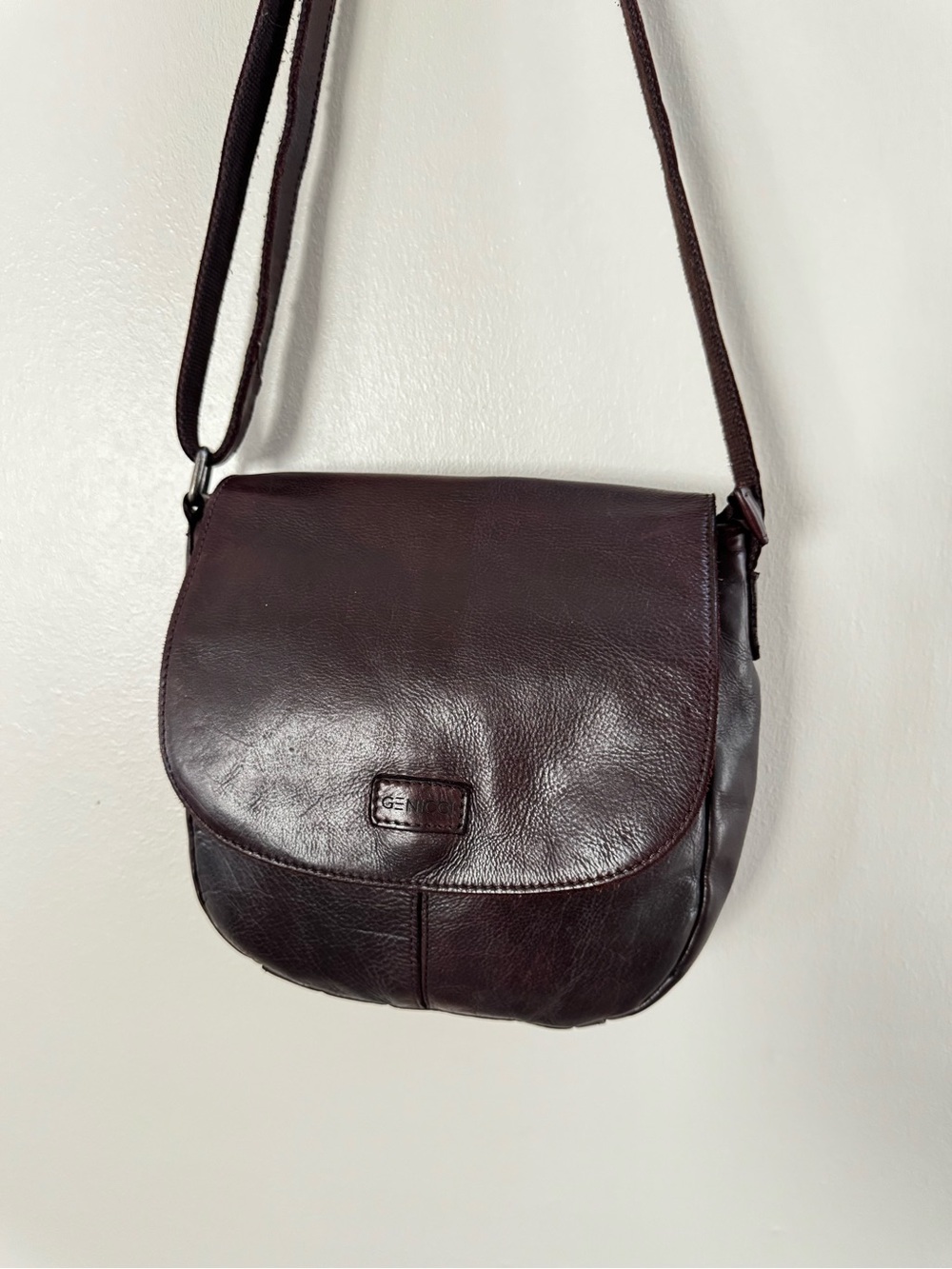 Genicci Brown Leather Crossbody Saddle Bag Boho Purse